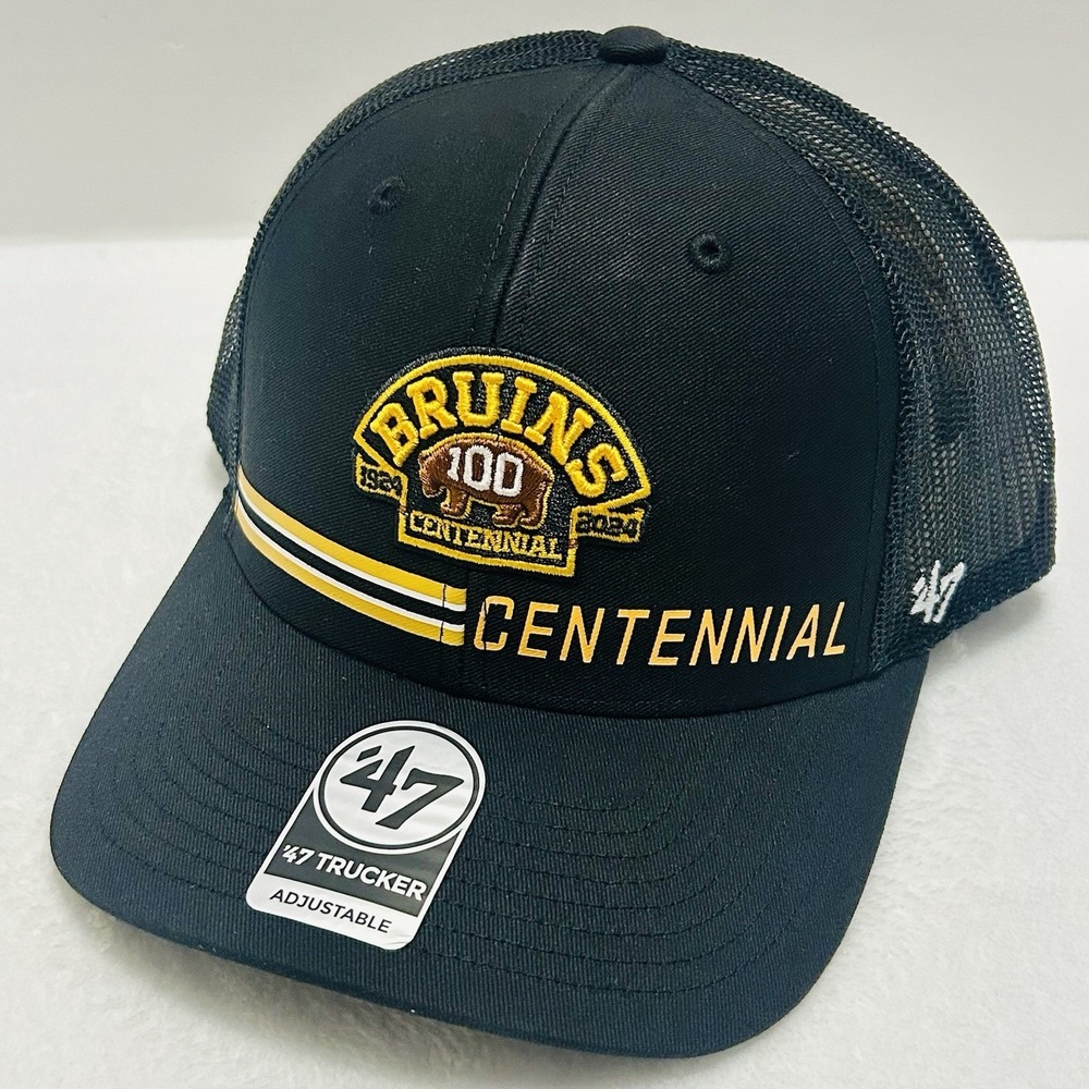 '47 Brand Boston‎ Bruins Centennial Railway Trucker Hat Cap Adjustable Black NHL